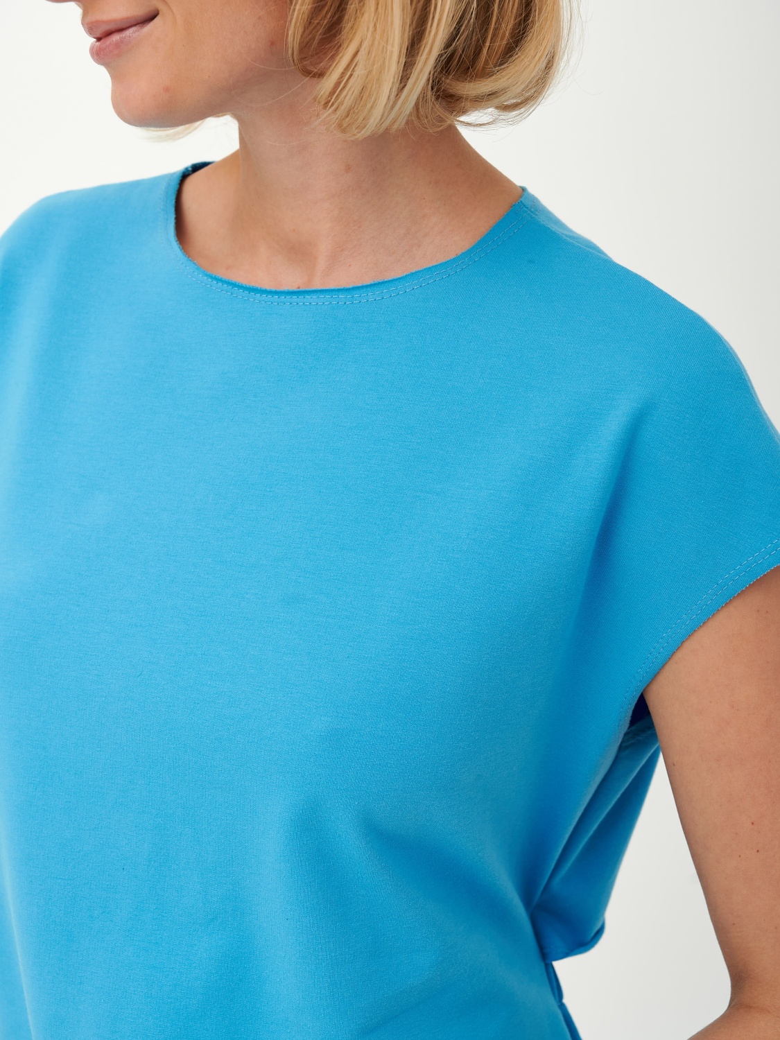 Платье-футболка с открытой спиной (XS-S, Голубой)